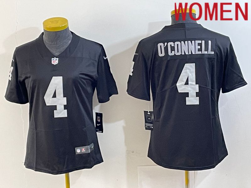 Women Oakland Raiders #4 OConnell Black 2024 Nike Vapor Limited NFL Jersey